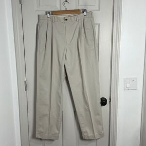 Brooks Brothers Chino Pants Mens 36x32 Beige Pleated Business Office Career